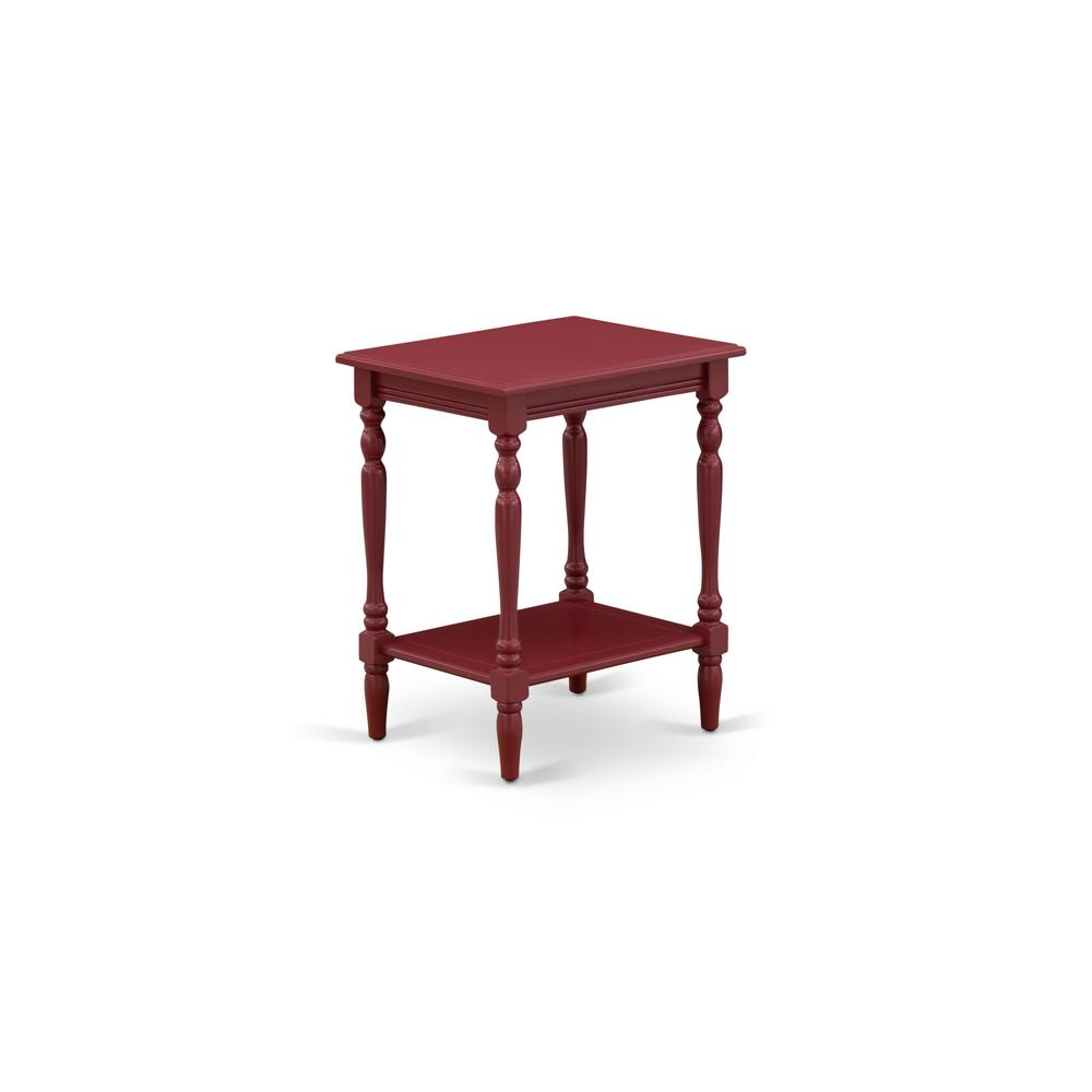 East West Furniture BF-13-ET Modern End Table with Open Storage Shelf - Wood Nightstand for Small Spaces, Stable and Sturdy Constructed - Burgundy Finish. Picture 3