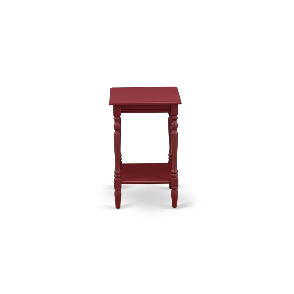 East West Furniture BF-13-ET Modern End Table with Open Storage Shelf - Wood Nightstand for Small Spaces, Stable and Sturdy Constructed - Burgundy Finish. Picture 4