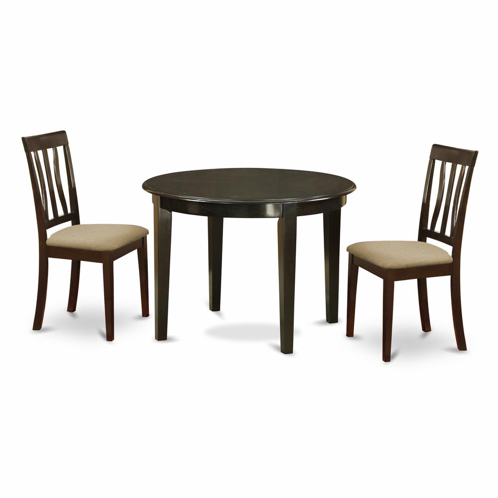 BOAN3-CAP-C 3 PC Kitchen Table set-Small round Table and 2 Kitchen Chairs. Picture 1