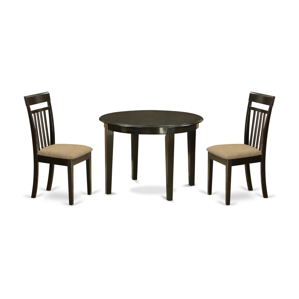 BOCA3-CAP-C 3 PC Kitchen nook Dining set-round Table and 2 Dining Chairs. Picture 1