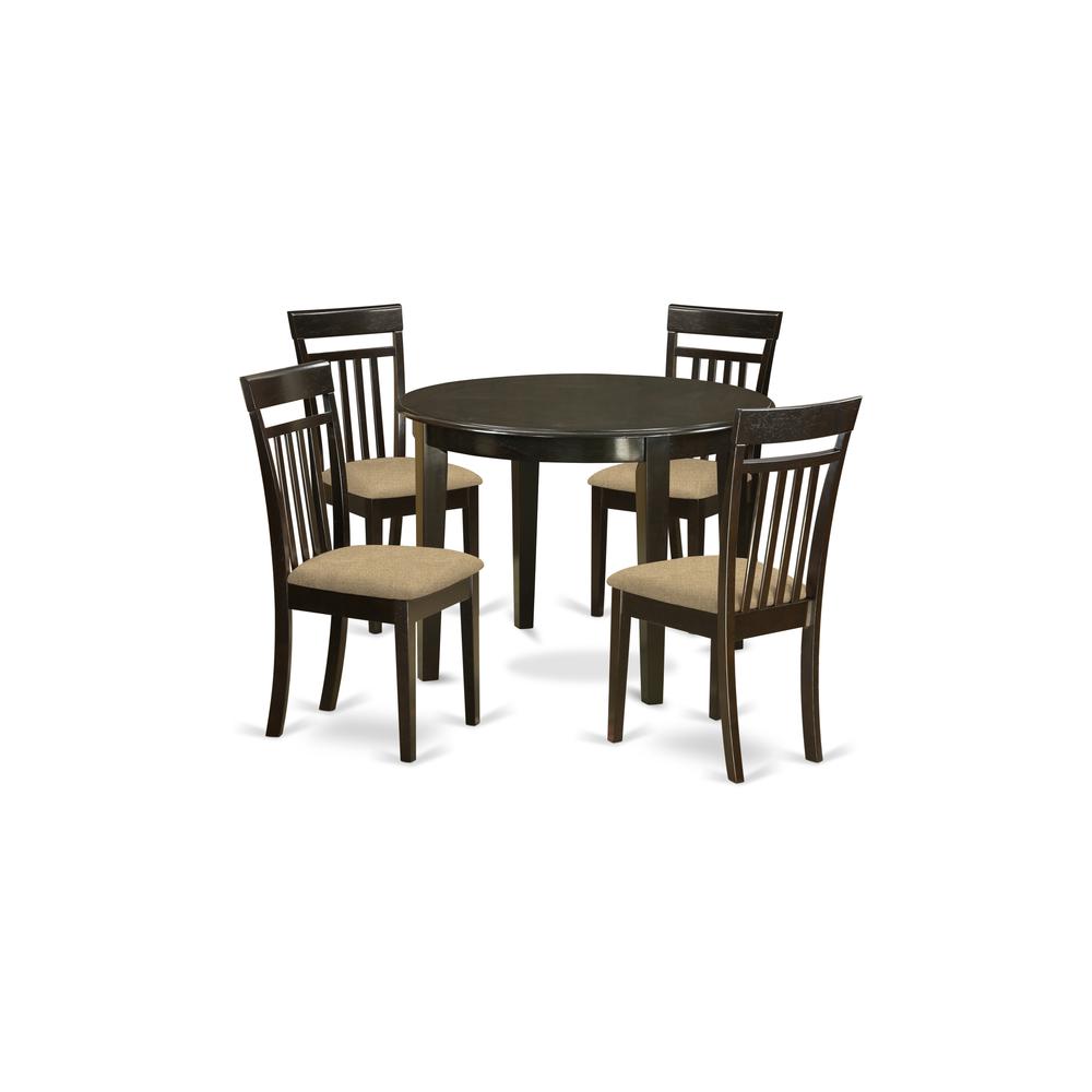 BOCA5-CAP-C 5 Pc small Kitchen Table and Chairs set-round Kitchen Table and 4 Dining Chairs. Picture 1