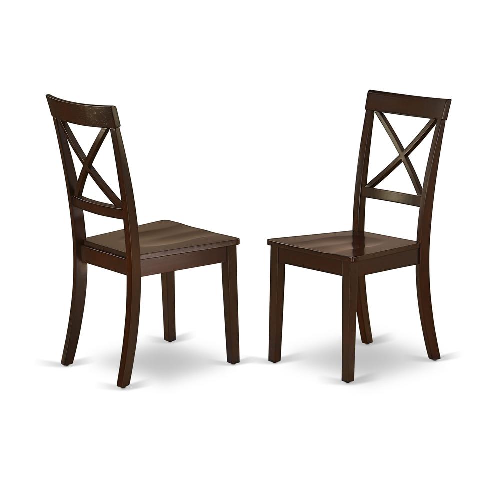 AMBO3-MAH-W 3 Pc Dining Room Set - 1 Round Pedestal Table and 2 Mahogany Dinning Chairs - Mahogany Finish. Picture 4