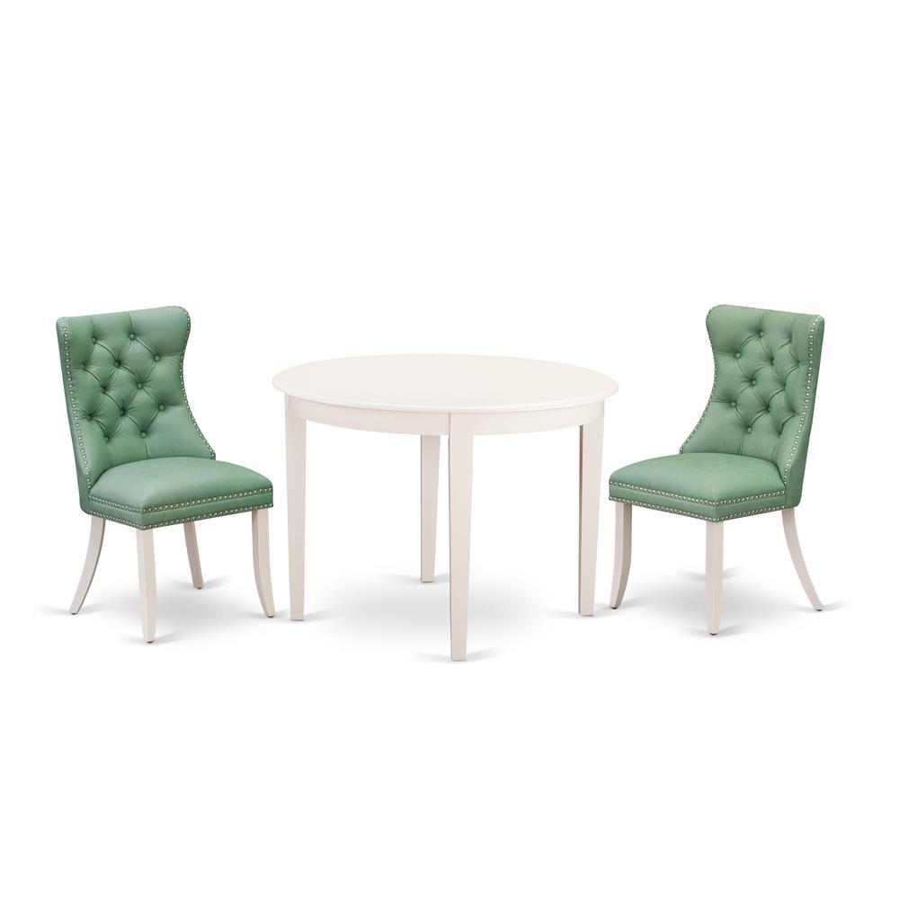3 Piece Modern Dining Table Set Contains a Round Kitchen Table. Picture 6