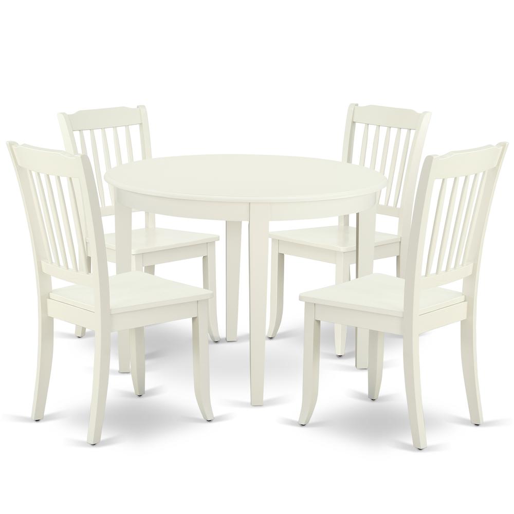 Dining Room Set Linen White, BODA5-LWH-W. Picture 1
