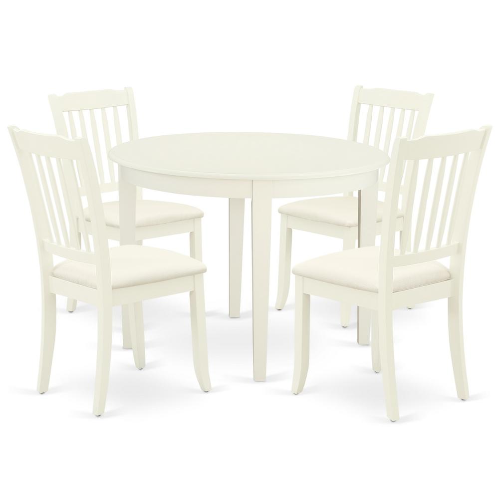 Dining Room Set Linen White, BODA5-WHI-C. Picture 1