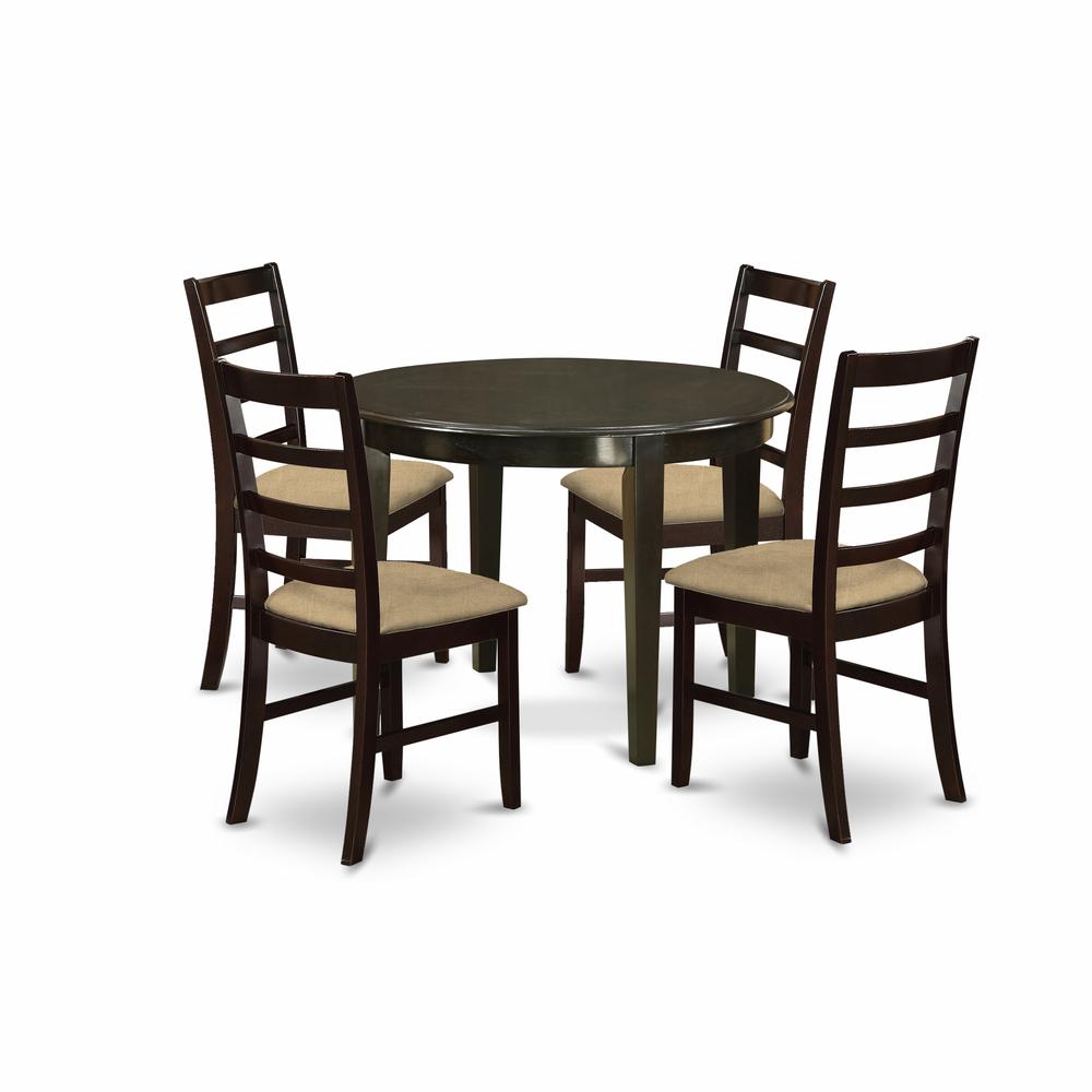 BOPF5-CAP-C 5 Pc small Kitchen Table set-round Kitchen Table and 4 Dining Chairs. Picture 1