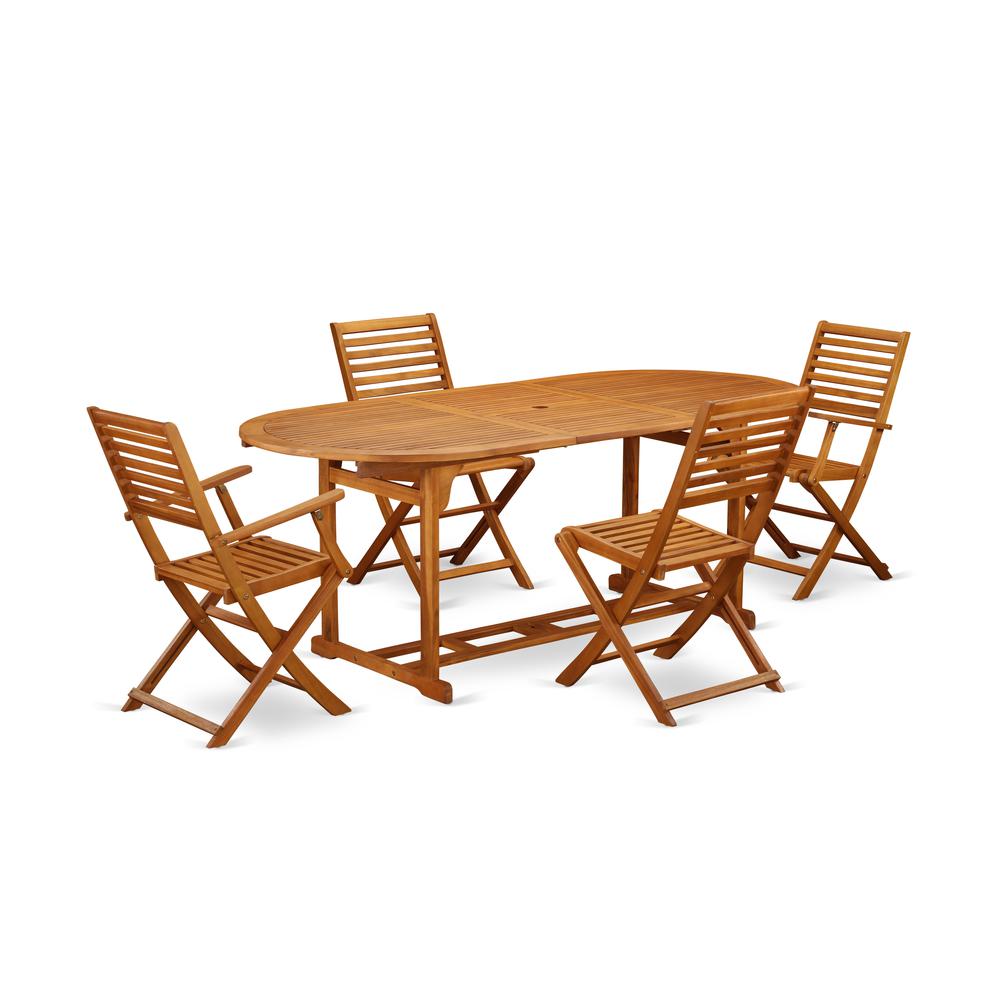 Wooden Patio Set Natural Oil, BSBS52CANA. Picture 1