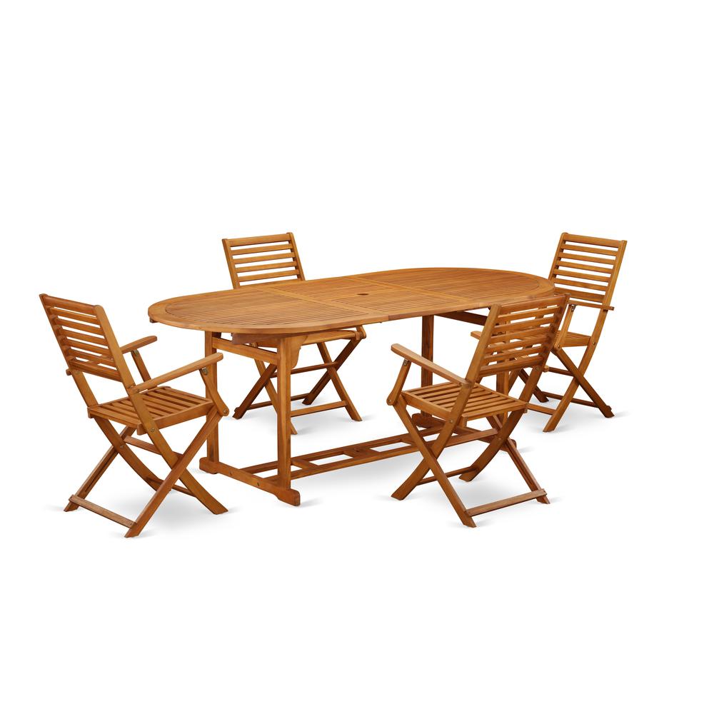 Wooden Patio Set Natural Oil, BSBS5CANA. Picture 1