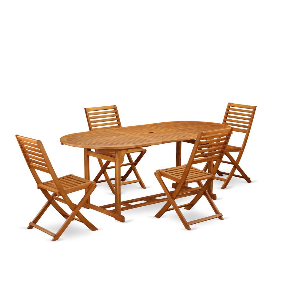Wooden Patio Set Natural Oil, BSBS5CWNA. Picture 1