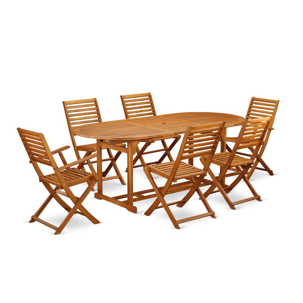 Wooden Patio Set Natural Oil, BSBS72CANA. Picture 1