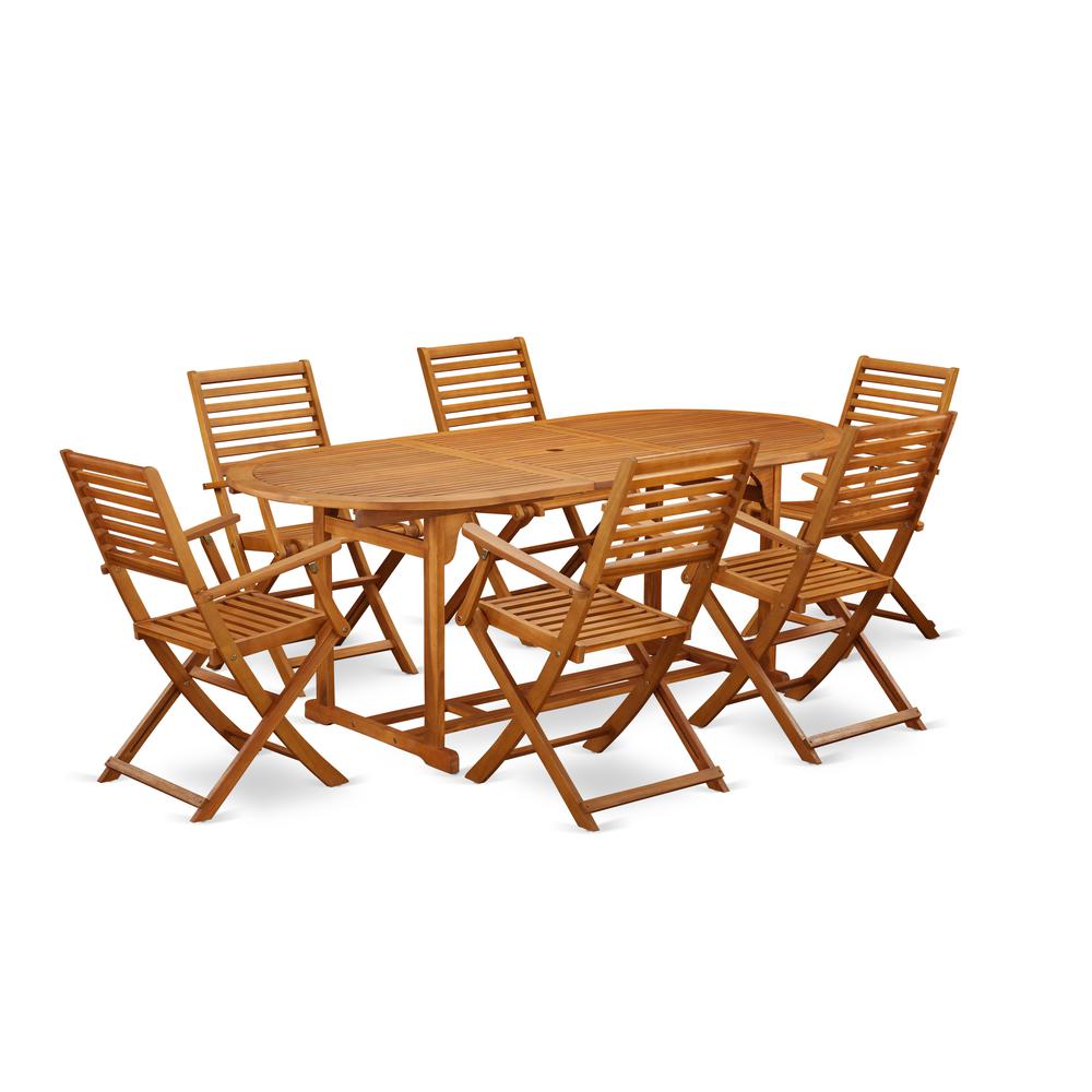 Wooden Patio Set Natural Oil, BSBS7CANA. Picture 1