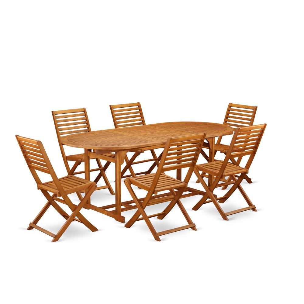 Wooden Patio Set Natural Oil, BSBS7CWNA. Picture 1