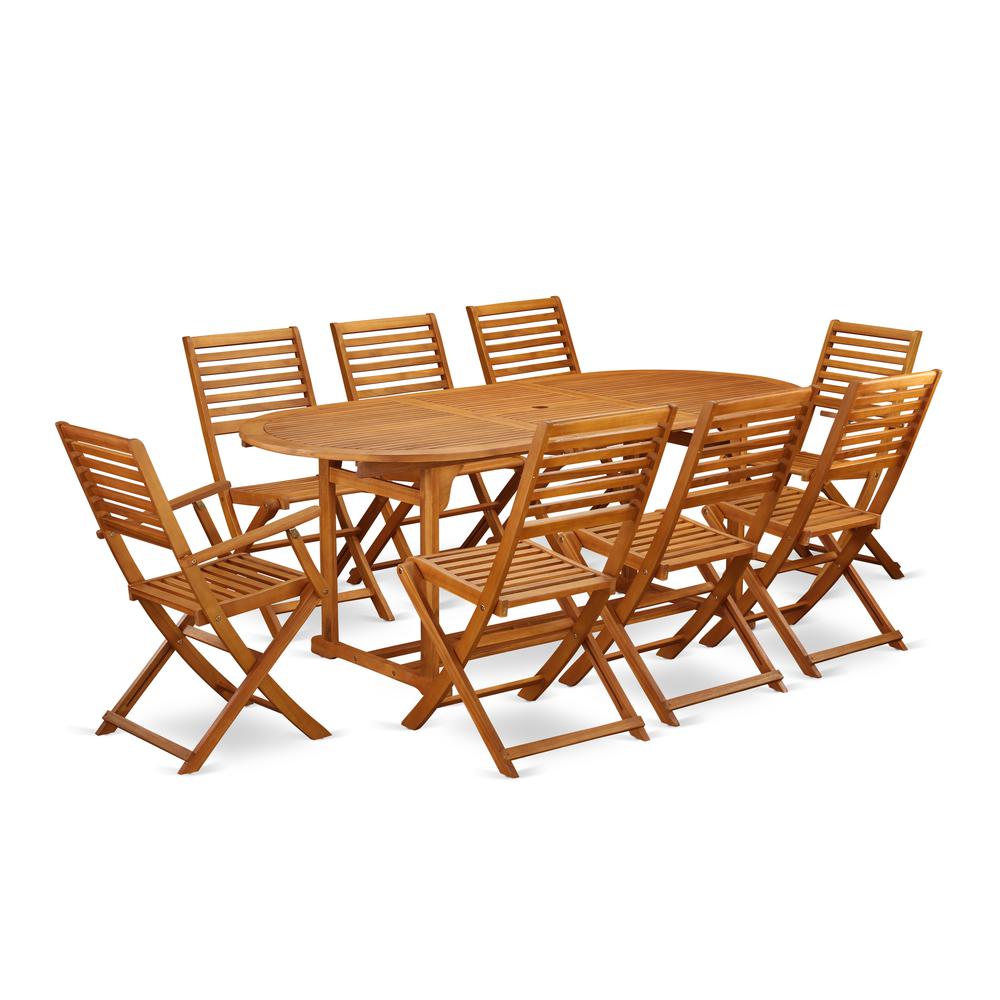 Wooden Patio Set Natural Oil, BSBS92CANA. Picture 1