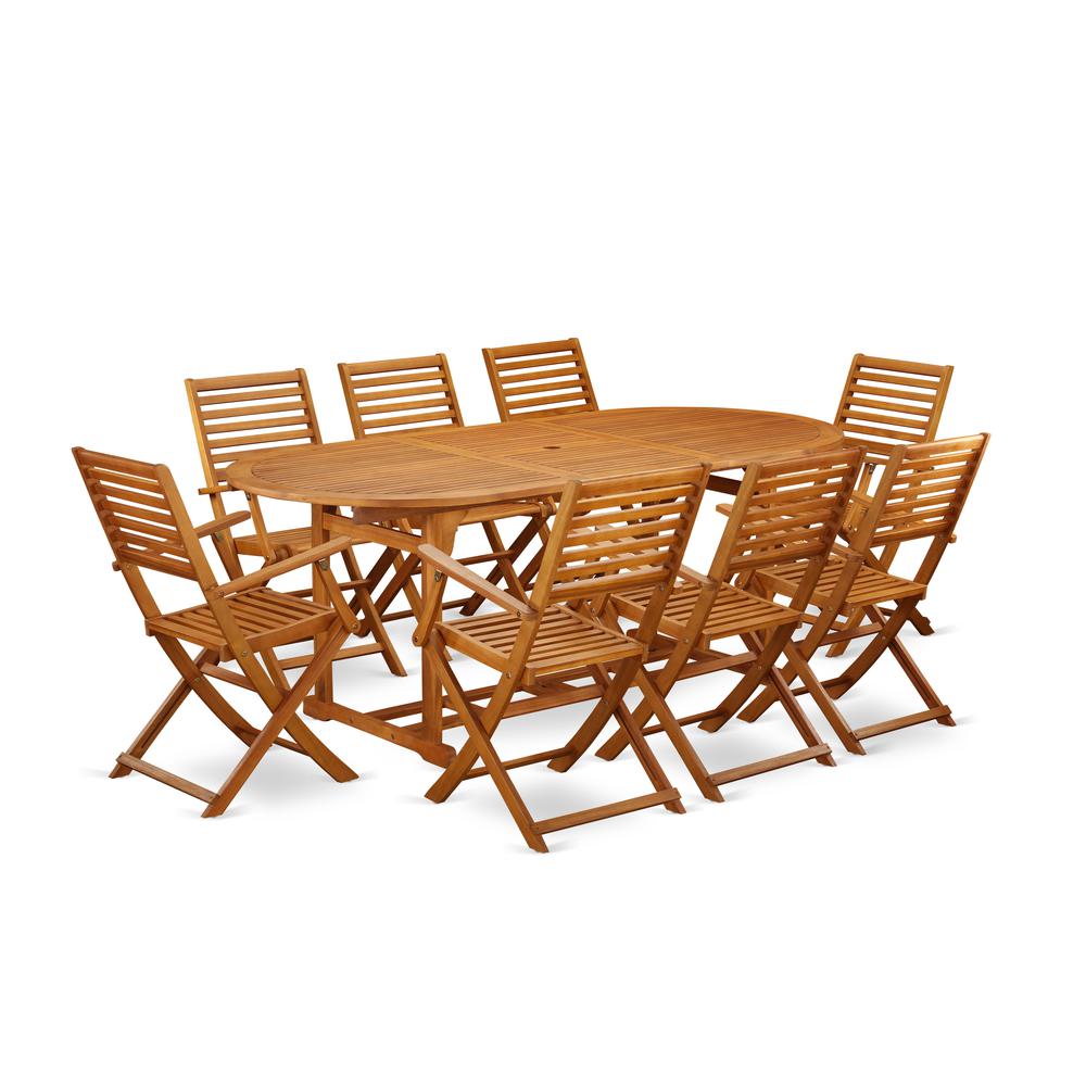Wooden Patio Set Natural Oil, BSBS9CANA. Picture 1