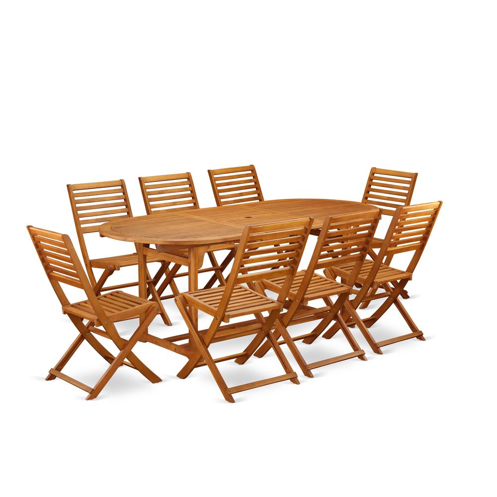 Wooden Patio Set Natural Oil, BSBS9CWNA. Picture 1