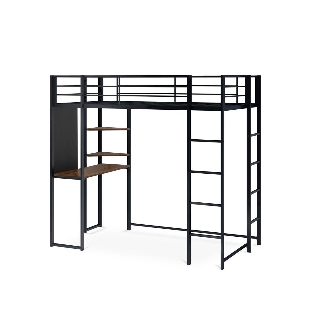 BUTLBLK Buckland Twin Loft Bed in powder coating black color. Picture 1