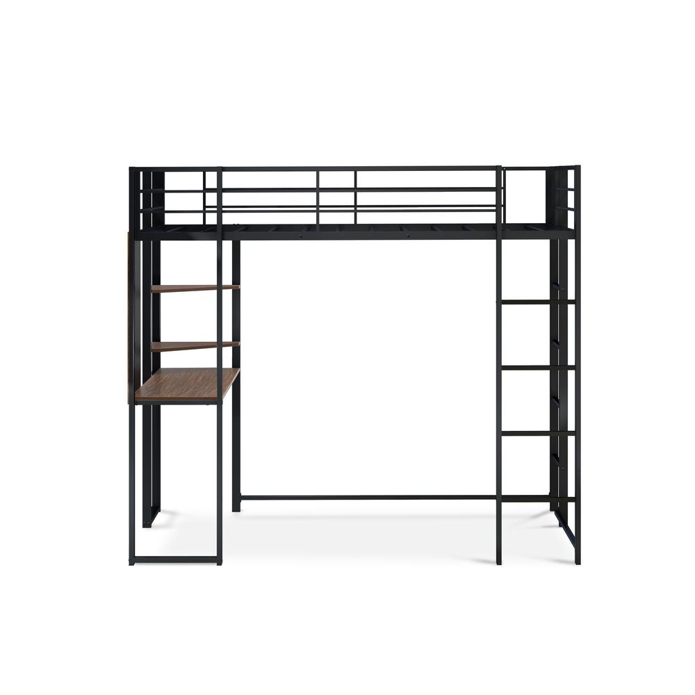 BUTLBLK Buckland Twin Loft Bed in powder coating black color. Picture 2