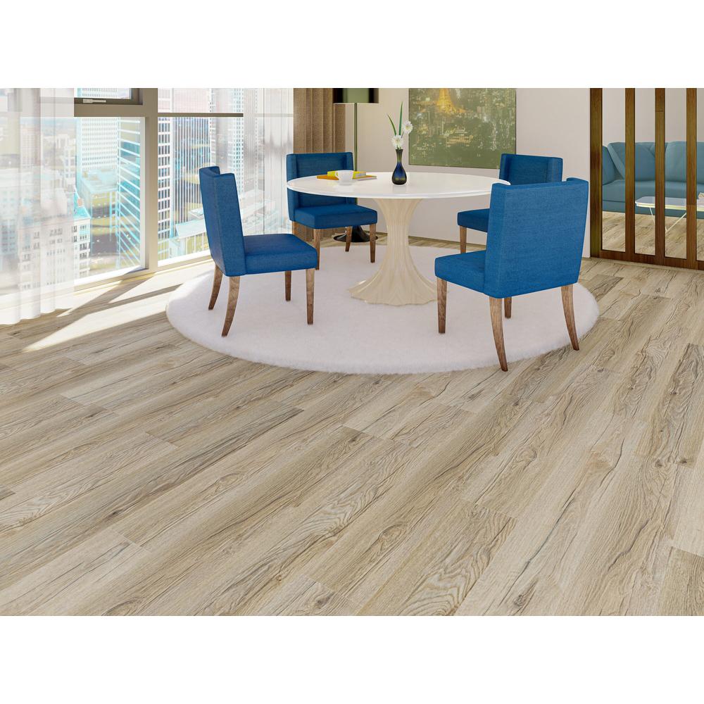 EVA Backing SPC Wood Flooring Planks, Argent Ash 4mm x 7" x 48" with 20mil Wear Layer and I4F Click Locking, 30 sq ft /Case. Picture 1