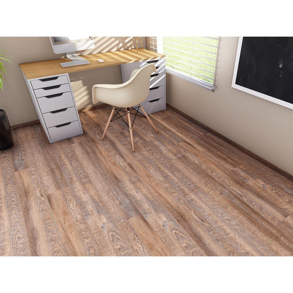 EVA Backing SPC Wood Flooring Planks, Golden Beige 4mm x 7" x 48" with 20mil Wear Layer and I4F Click Locking, 30 sq ft /Case. Picture 1