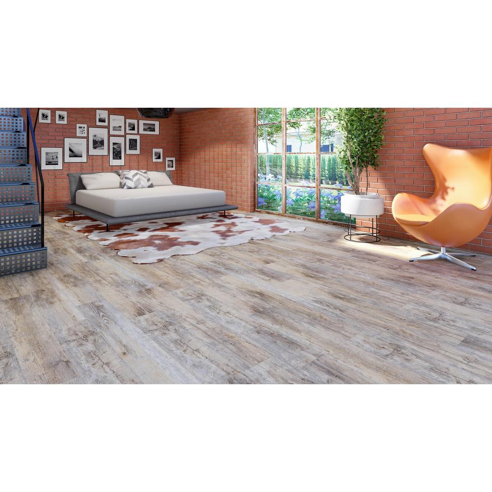 EVA Backing SPC Wood Flooring Planks, Polar Gray 4mm x 7" x 48" with 20mil Wear Layer and I4F Click Locking, 30 sq ft /Case. Picture 1