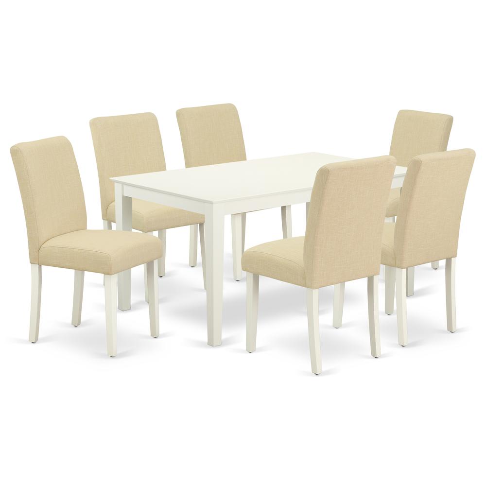 Dining Room Set Linen White, CAAB7-LWH-02. Picture 1