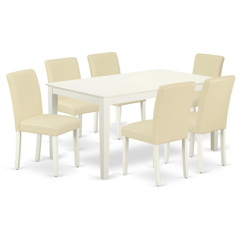 Dining Room Set Linen White, CAAB7-LWH-64. Picture 1