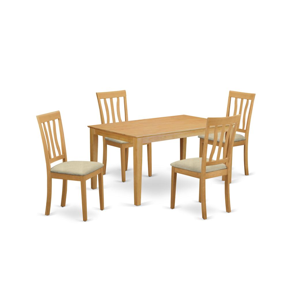 CAAN5-OAK-C 5 Pc Dinette Table set - Kitchen dinette Table and 4 Dining Chairs. Picture 1
