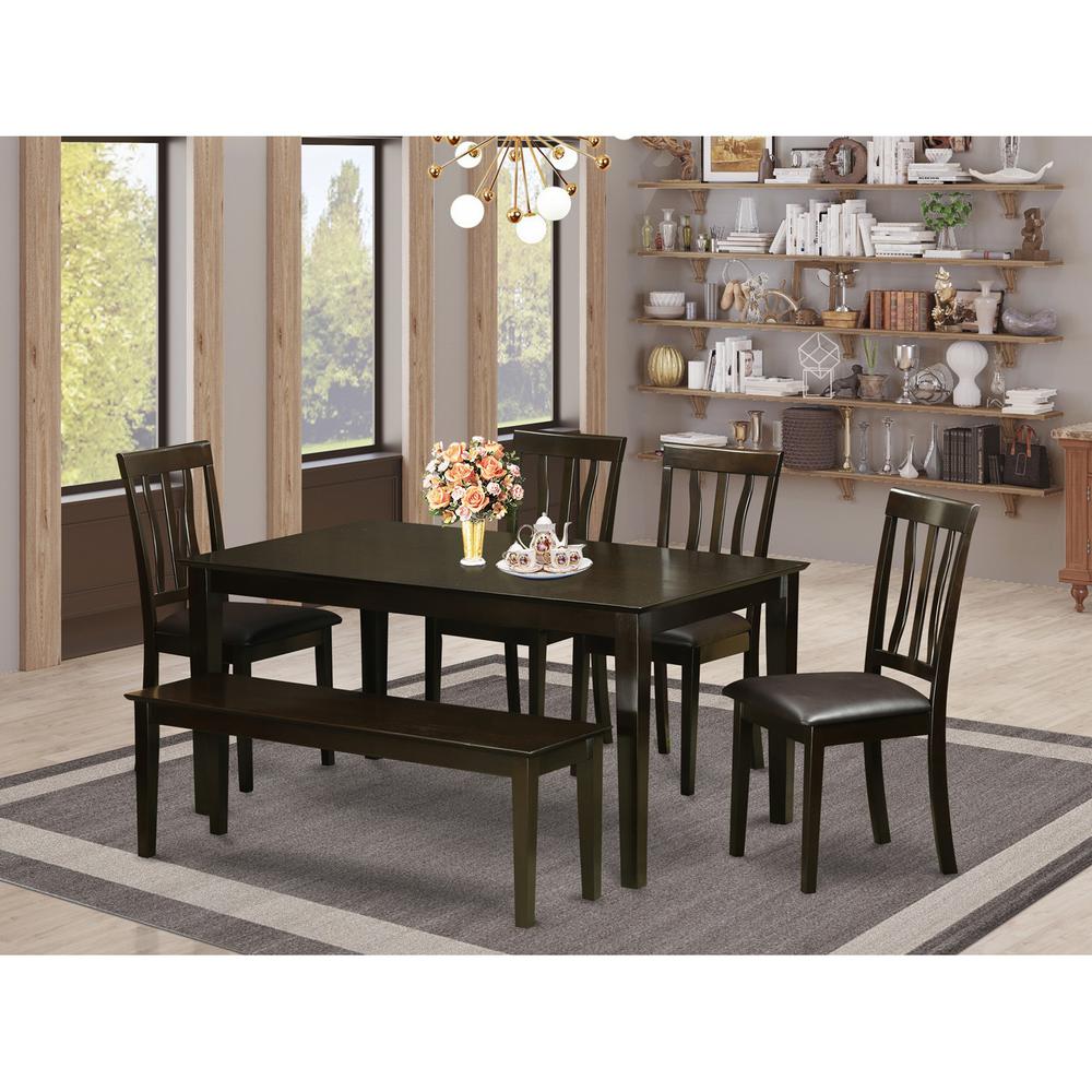 6  Pc  Dining  Table  with  bench  set-  Dining  Table  with4  Dining  Chairs  and  bench. Picture 1
