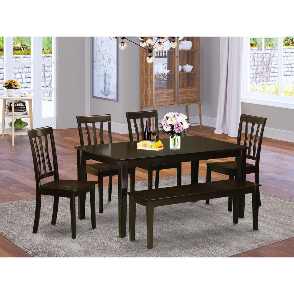 6  PC  Dining  Table  with  bench  set-Dining  Table  and  4  Kitchen  Chairs  and  Bench. The main picture.