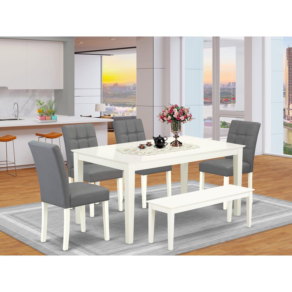 6 Piece Dining Table Set contain A Modern Table a Wooden Bench. Picture 1