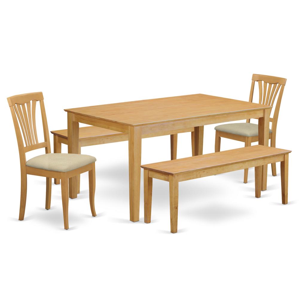CAAV5C-OAK-C 5 PcKitchen Table set - Table and 2 Dining Chairs combined with 2 benches. Picture 1