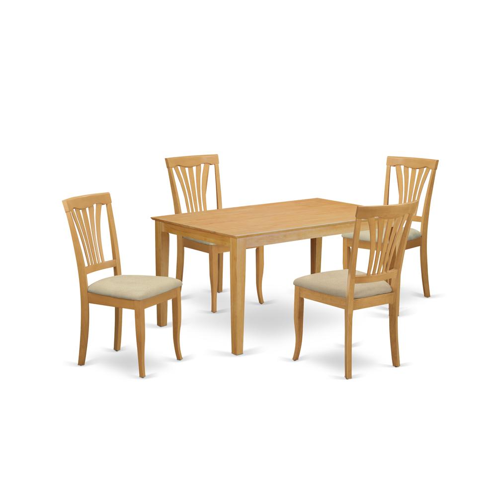 CAAV5-OAK-C 5 PC Small Kitchen Table set - Kitchen Table and 4 dinette Chairs. Picture 1