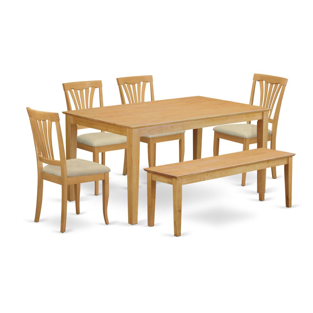 CAAV6-OAK-C 6-Pc Dinette set - Kitchen dinette Table and 4 Dining Chairs plus Wooden bench. Picture 1