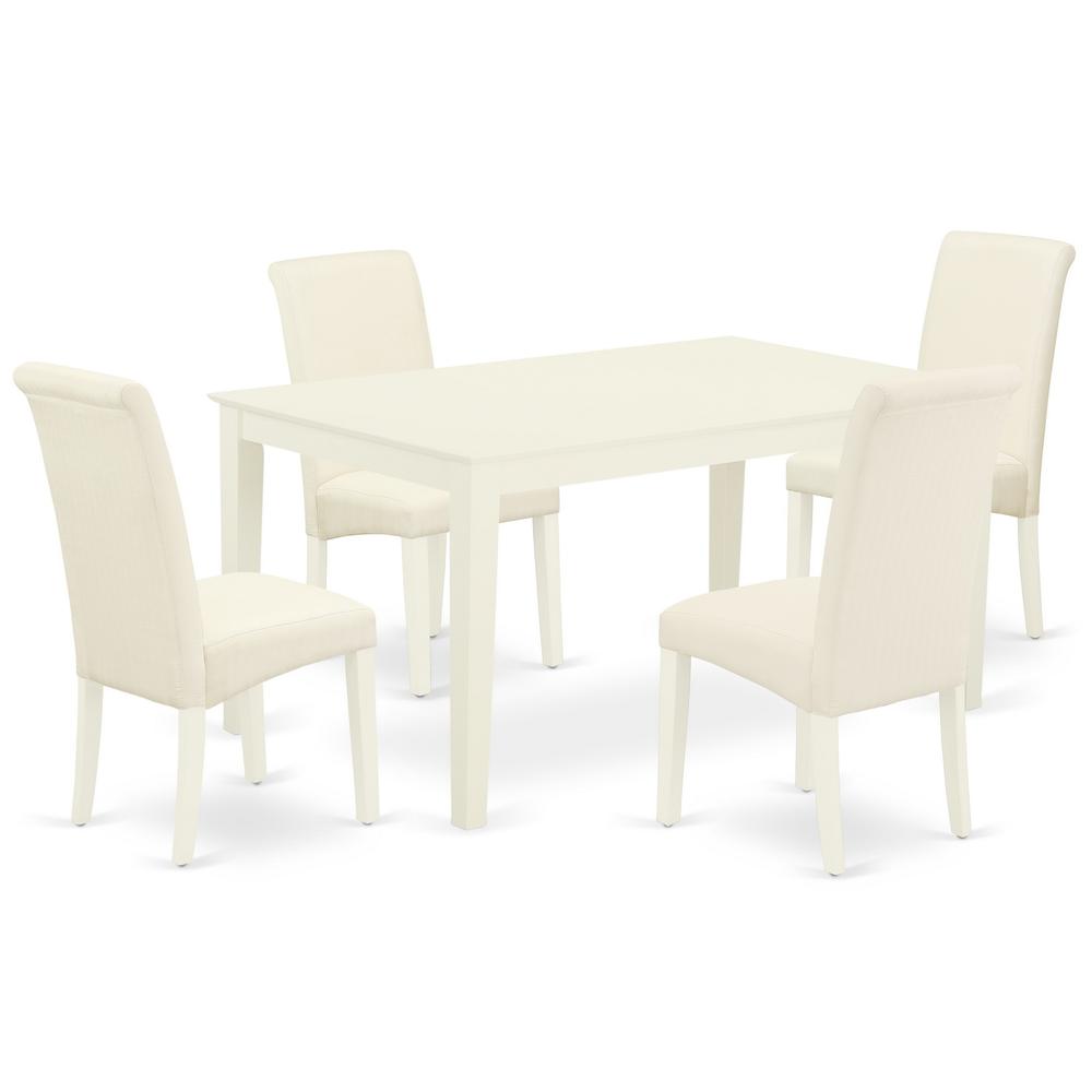 Dining Room Set Linen White, CABA5-LWH-01. Picture 1