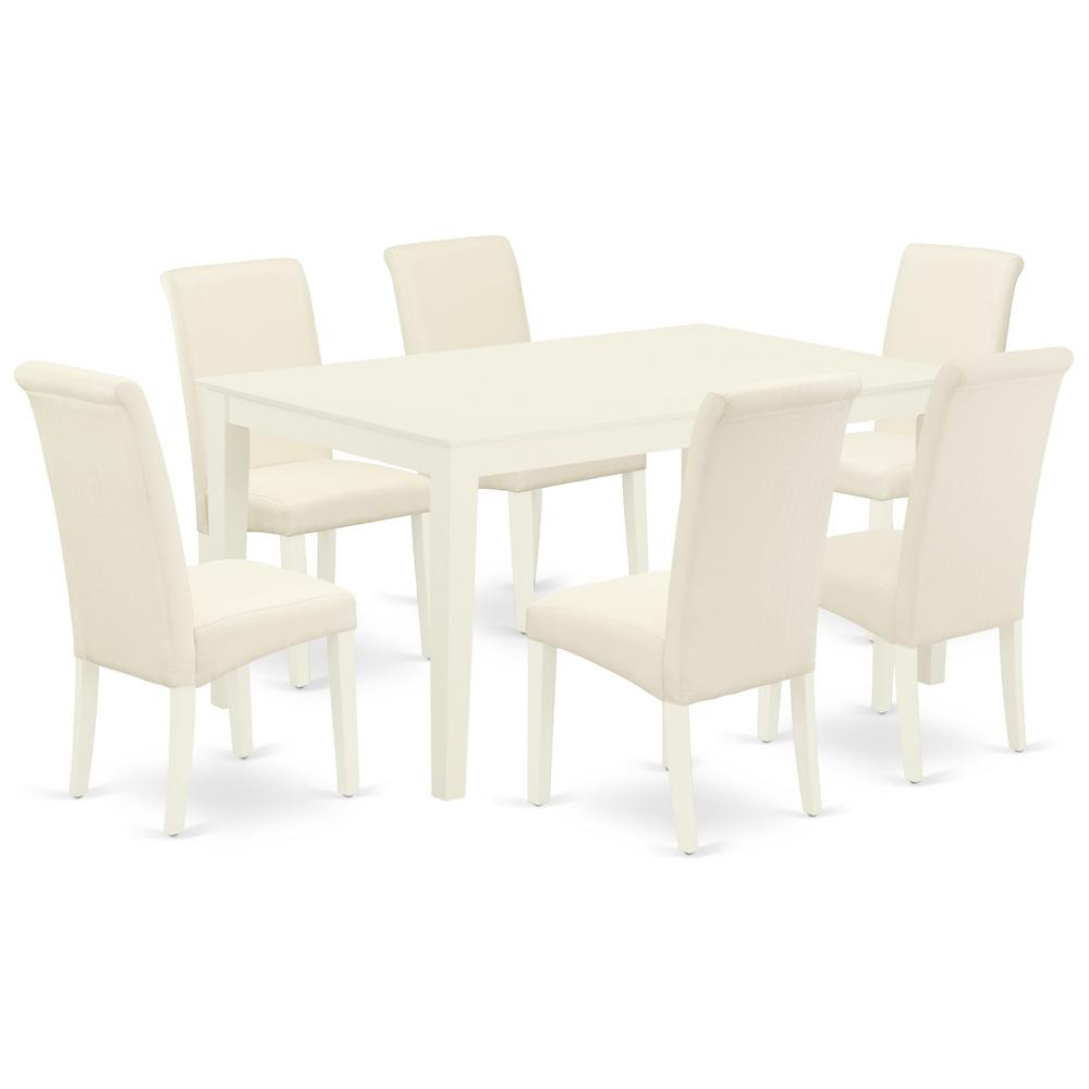 Dining Room Set Linen White, CABA7-LWH-01. Picture 1