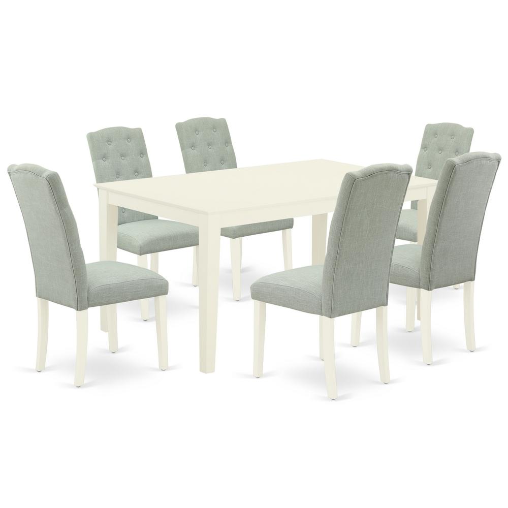 Dining Room Set Linen White, CACE7-LWH-15. Picture 1