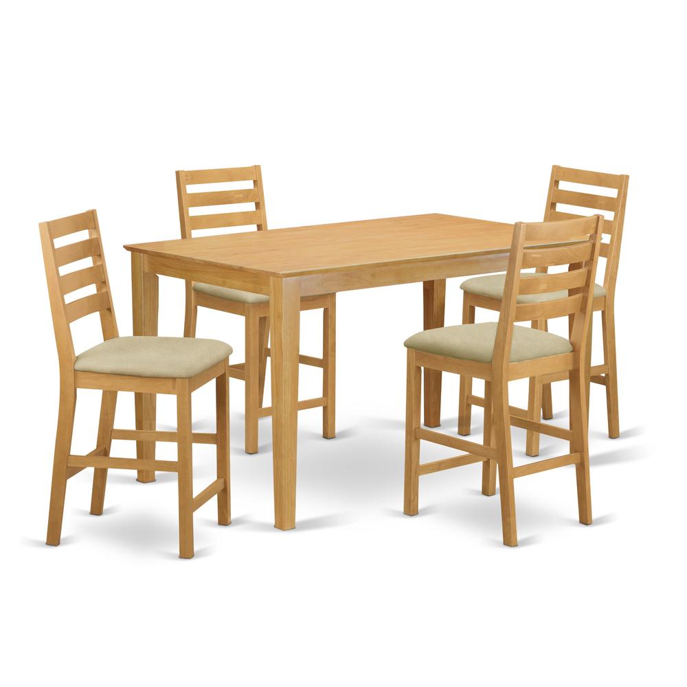 CACF5H-OAK-C 5 Pc counter height Table and chair set-pub Table and 4 counter height stool. Picture 1