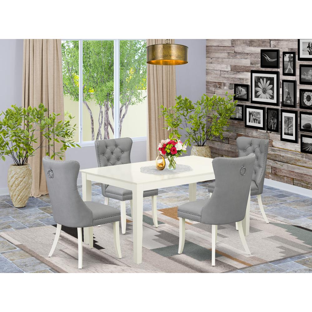 5 Piece Kitchen Table Set for 4 Consists of a Rectangle Dining Table. Picture 1
