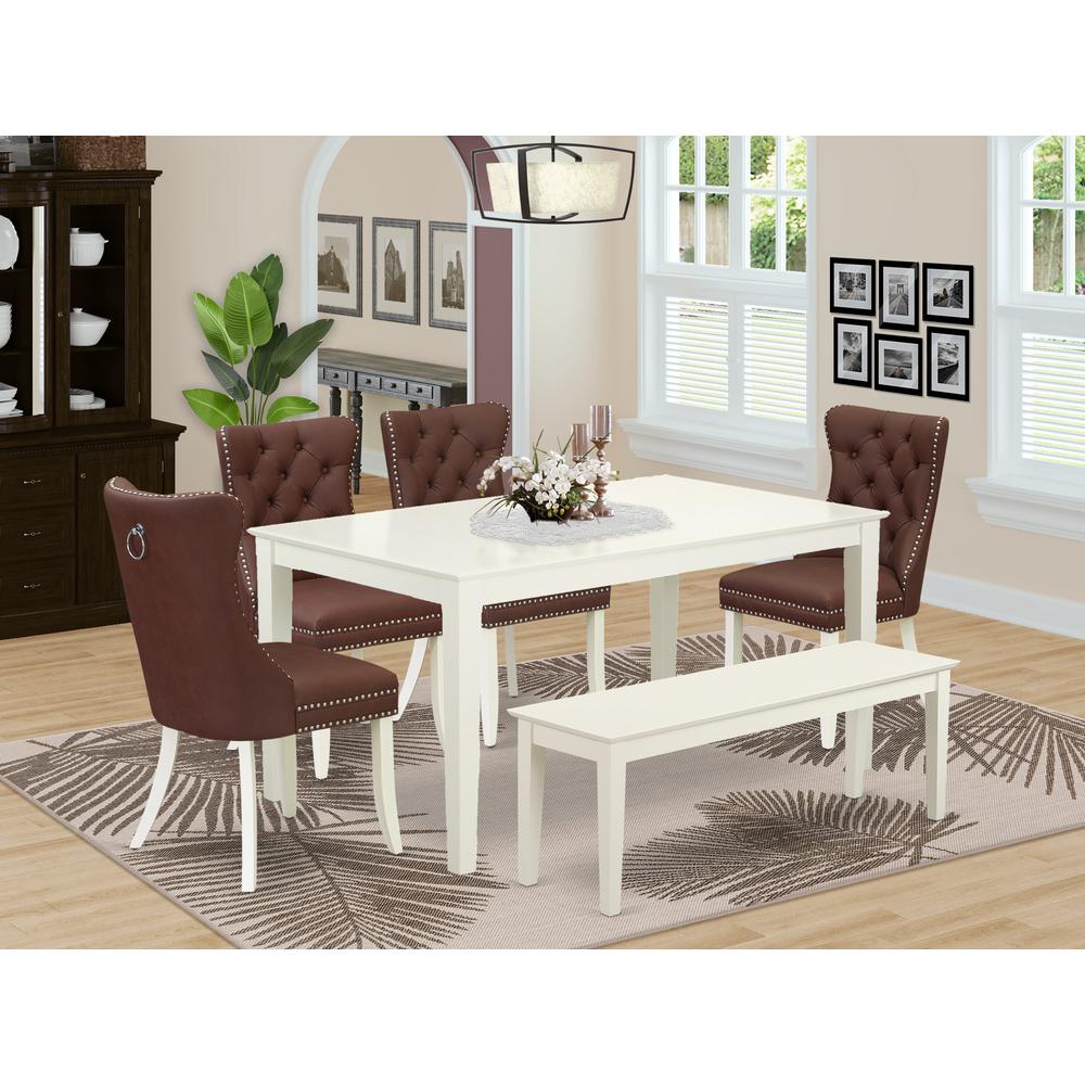 6 Piece Dining Room Furniture Set Contains a Rectangle Kitchen Dining Table. Picture 1