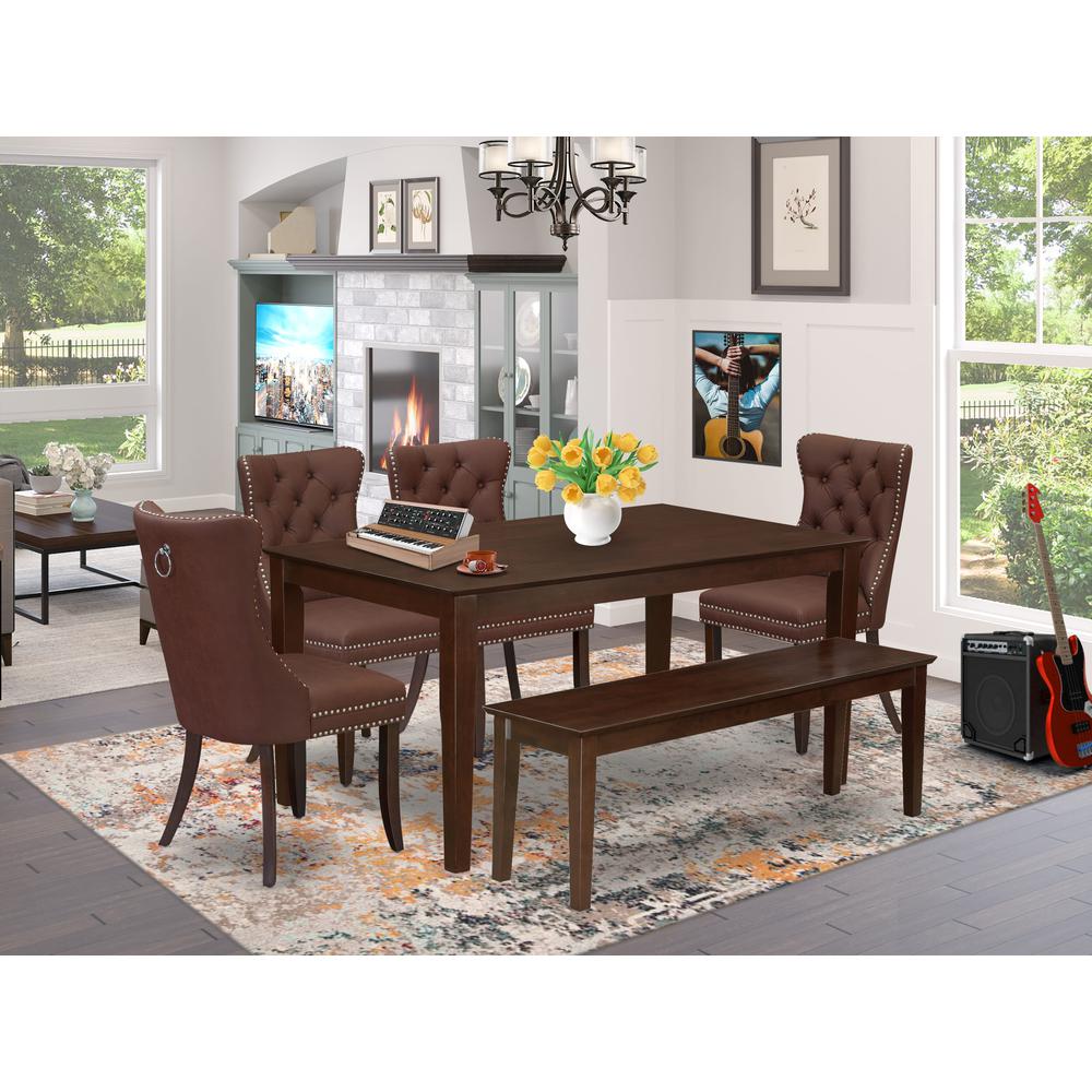 6 Piece Dining Room Set Consists of a Rectangle Solid Wood Table. Picture 1