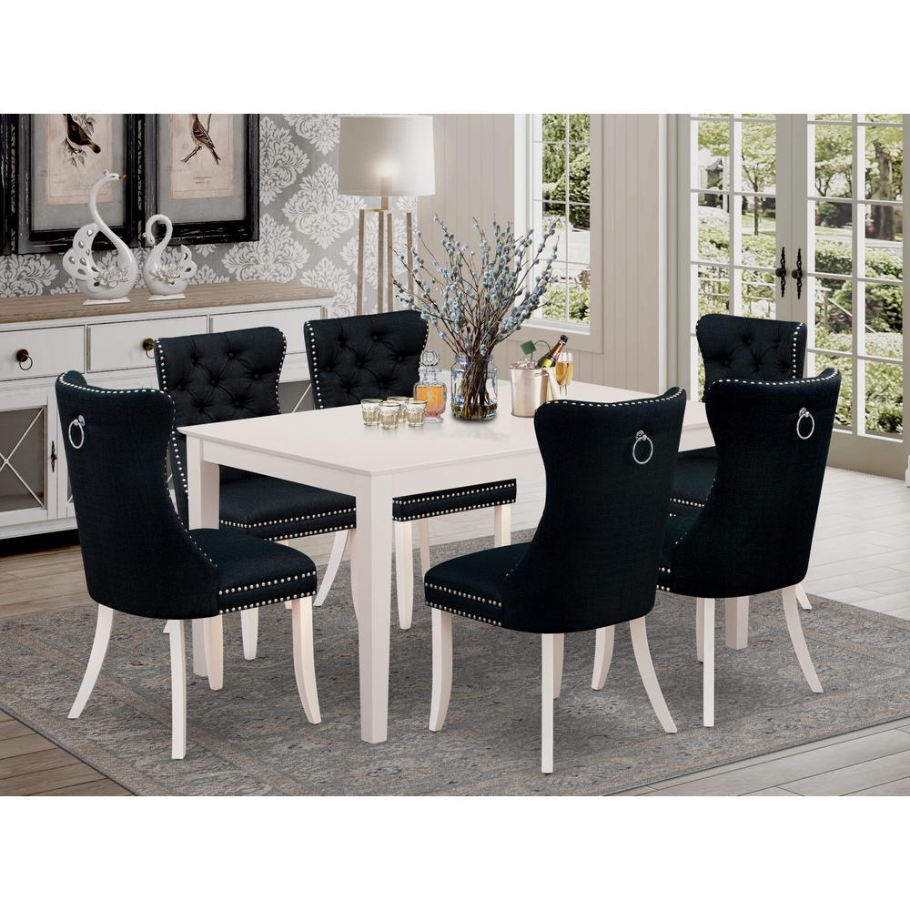 7 Piece Dinette Set Consists of a Rectangle Modern Dining Table. Picture 1