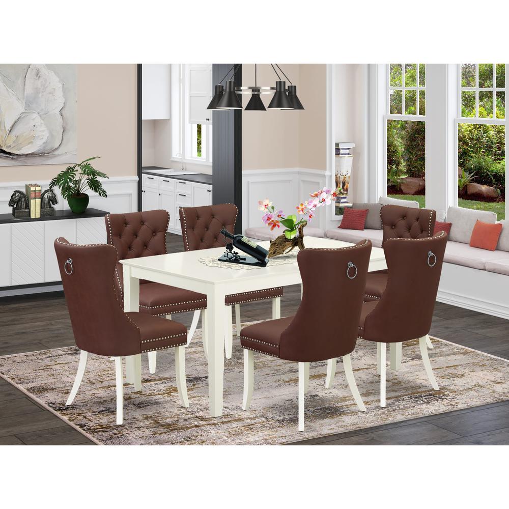 7 Piece Modern Dining Table Set Consists of a Rectangle Kitchen Table. Picture 1