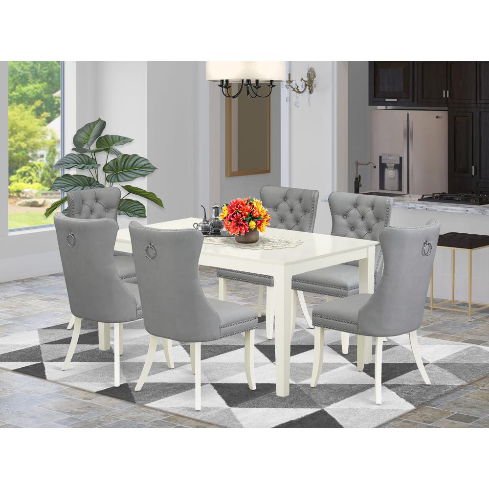 7 Piece Dining Table Set Contains a Rectangle Modern Dinette Table. Picture 1