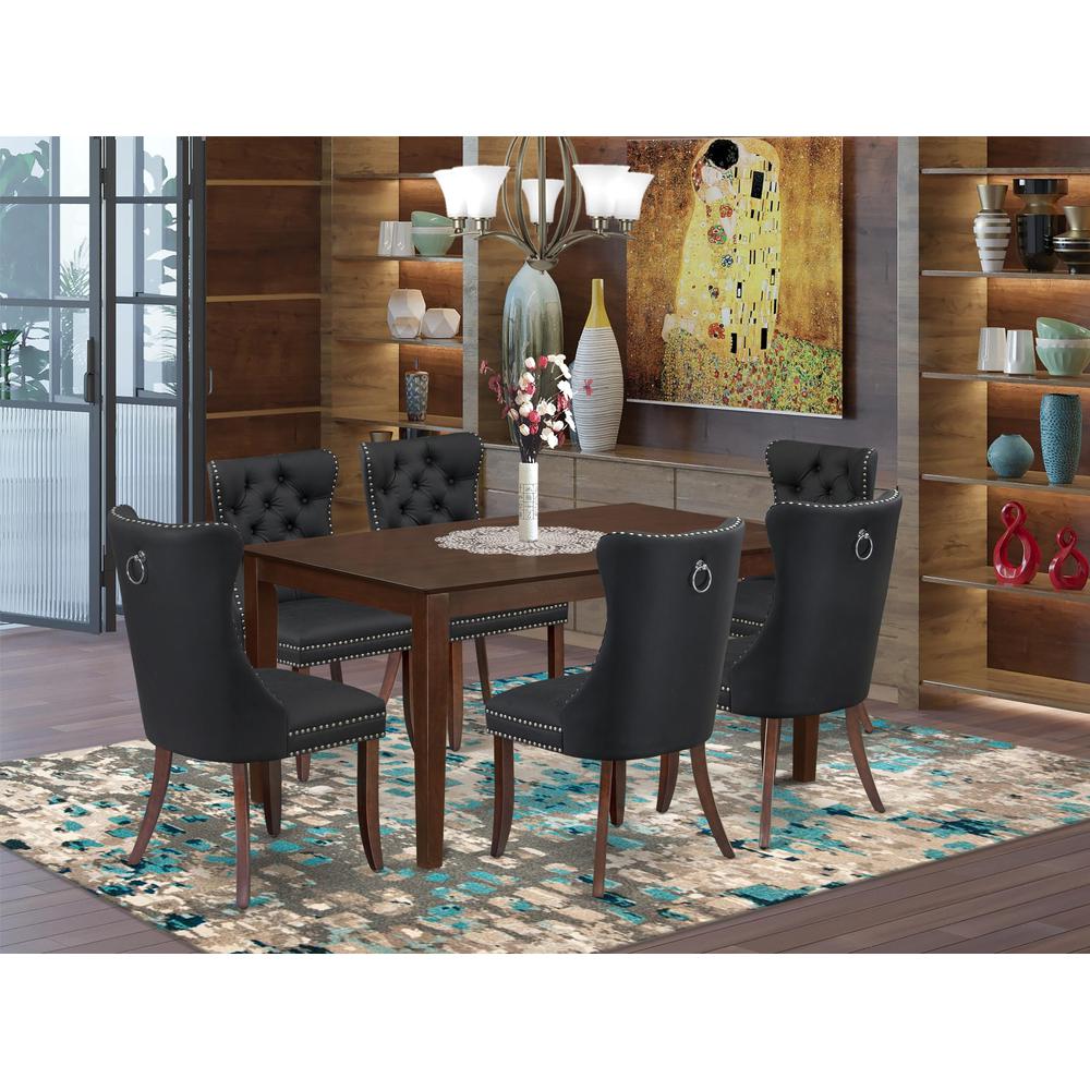 7 Piece Dining Room Set Consists of a Rectangle Solid Wood Table. Picture 1