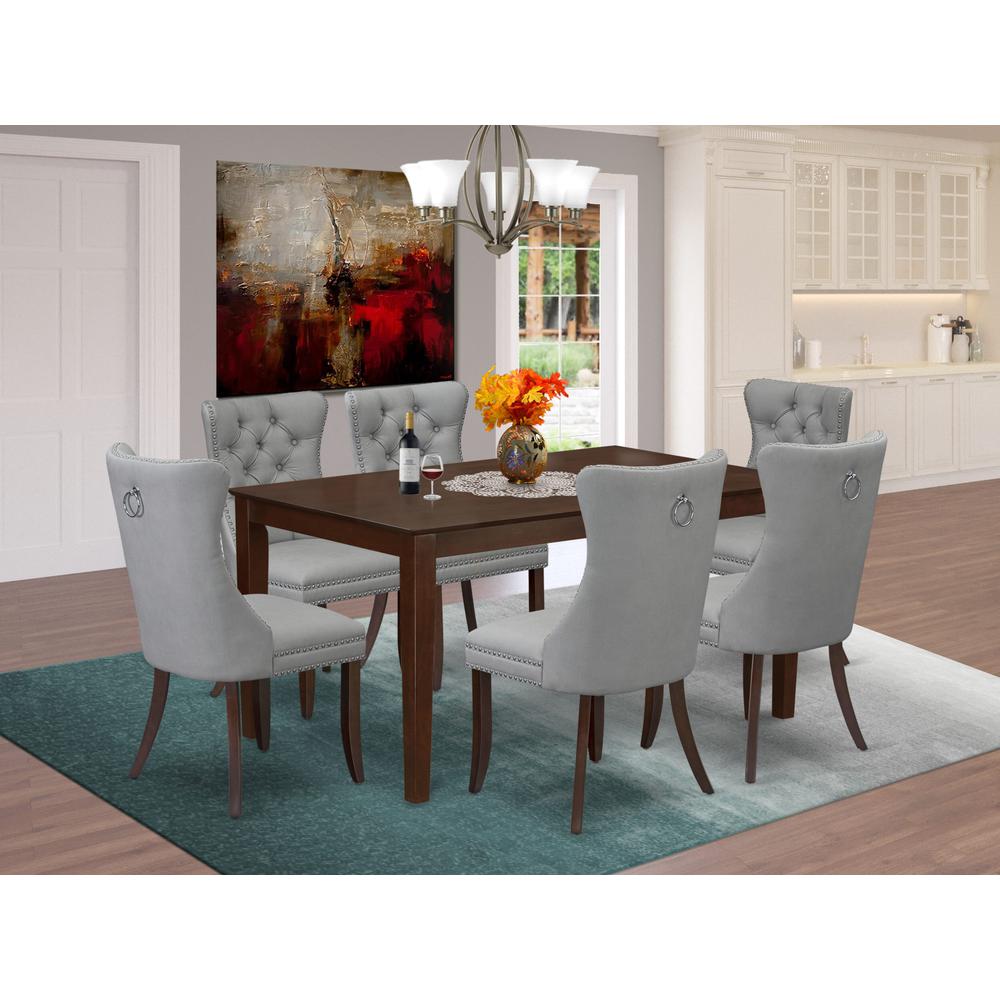7 Piece Kitchen Table Set Consists of a Rectangle Modern Dining Table. Picture 1