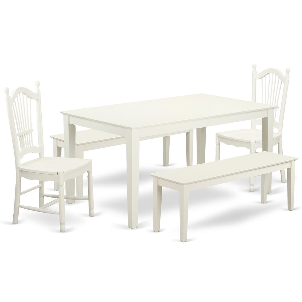 Dining Room Set Linen White, CADO5C-LWH-W. Picture 1