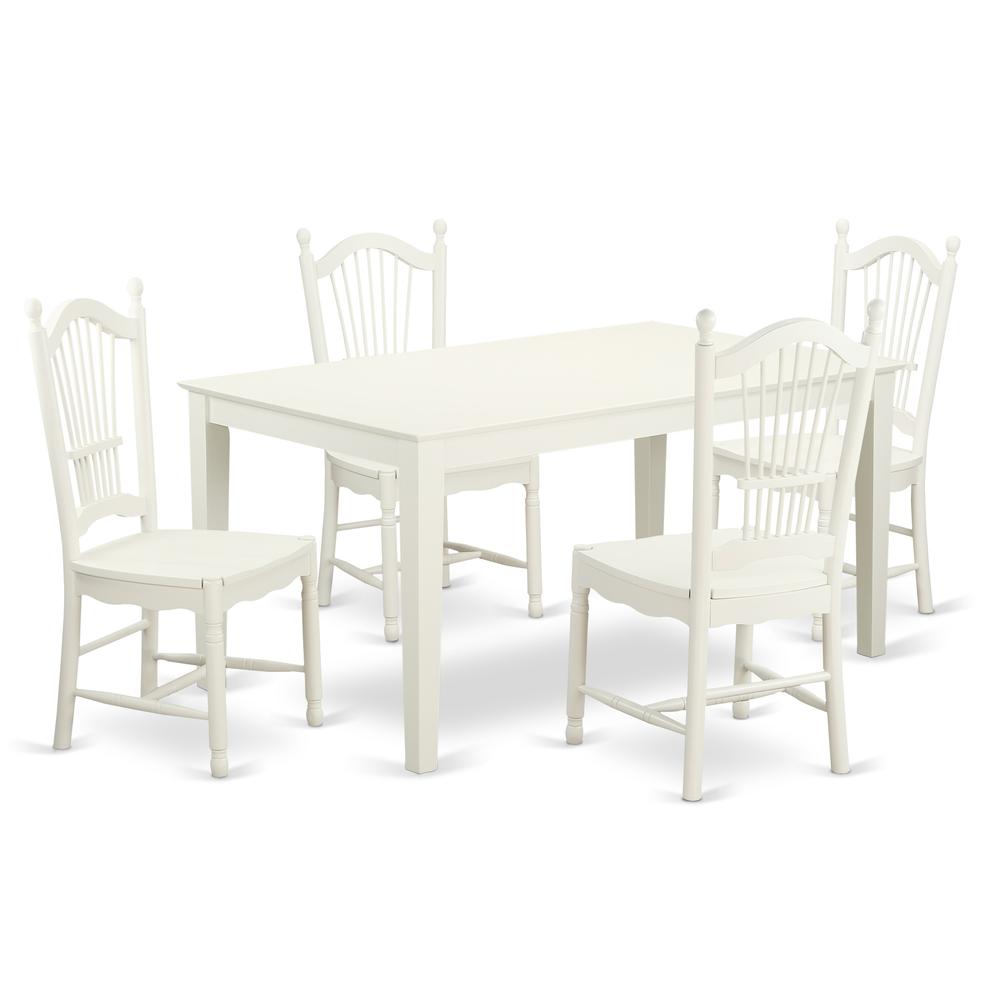 Dining Room Set Linen White, CADO5-LWH-W. Picture 1