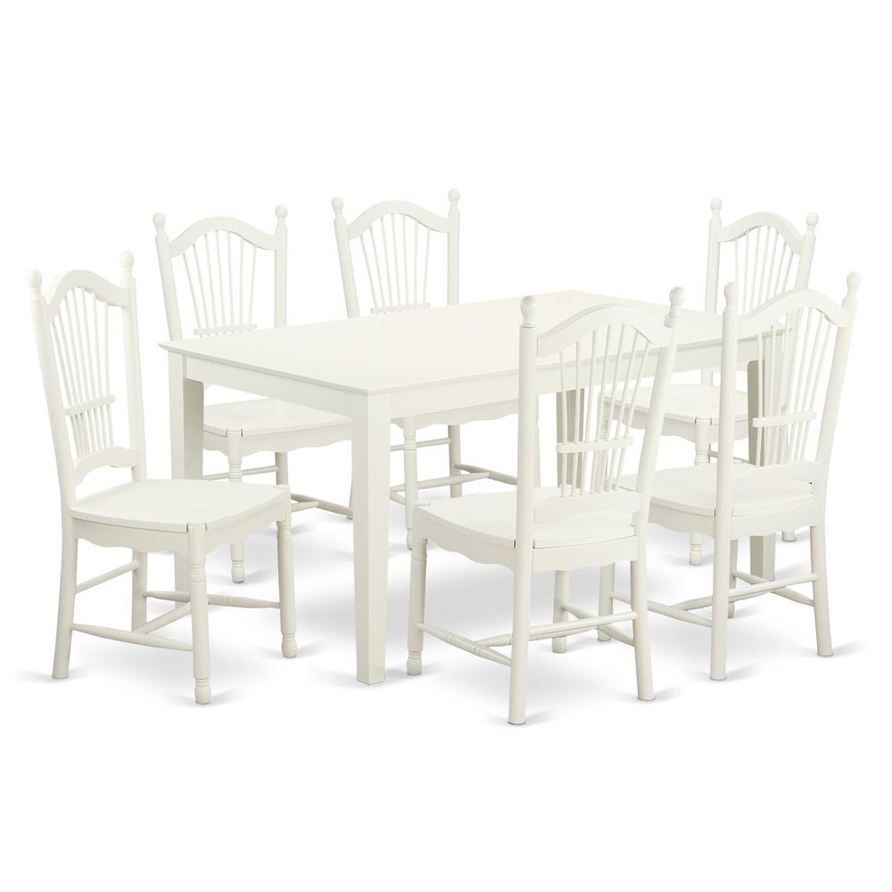 Dining Room Set Linen White, CADO7-LWH-W. Picture 1