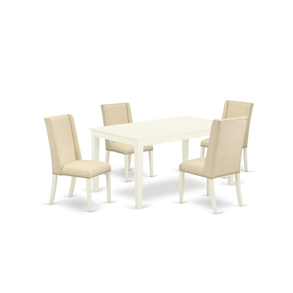 Dining Room Set Linen White, CAFL5-LWH-01. Picture 1