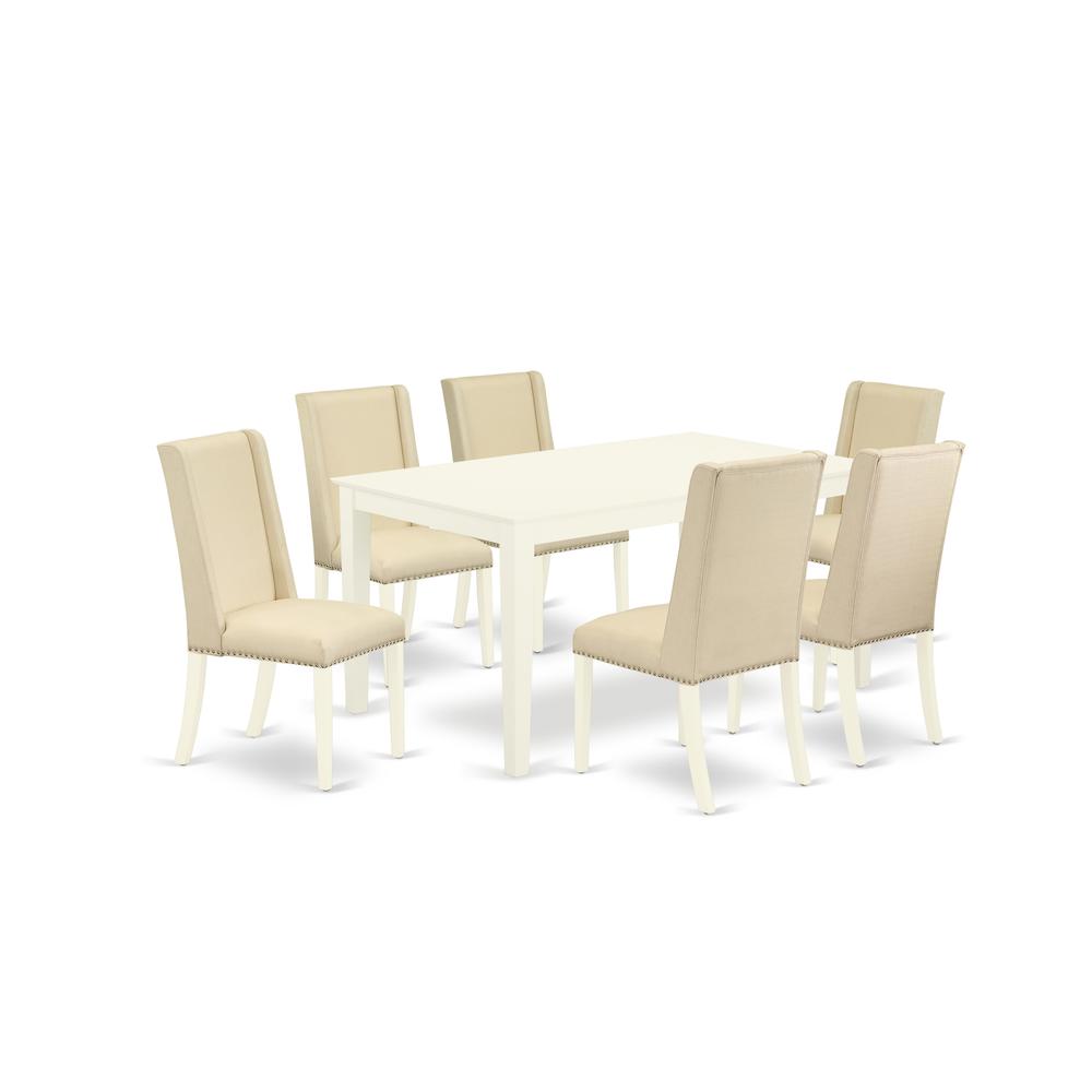 Dining Room Set Linen White, CAFL7-LWH-01. Picture 1